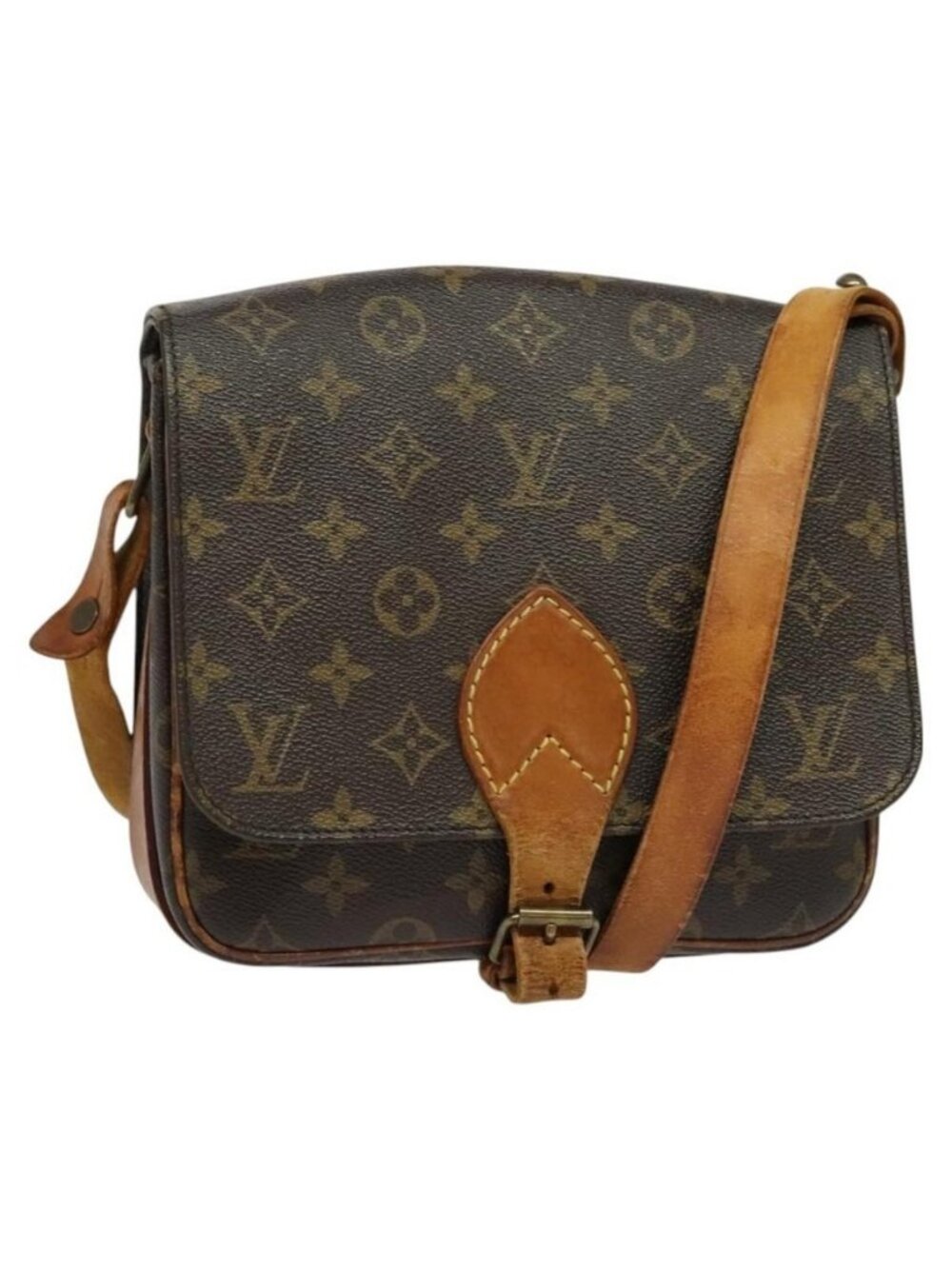 Authentic LOUIS VUITTON Monogram Cartouchiere MM Shoulder Bag M51253 LV